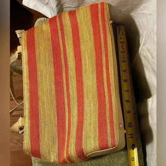 NWOT Etienne Aigner Striped Purse. Y2K Still Plastic Wrapped Handles, Never Used - Picture 8 of 11